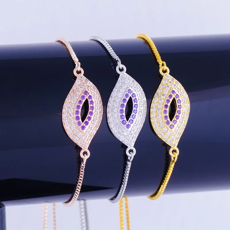 New Fashion Jewelry Shining Zircon Evil Eye Bracelets & Bangles Vintage
