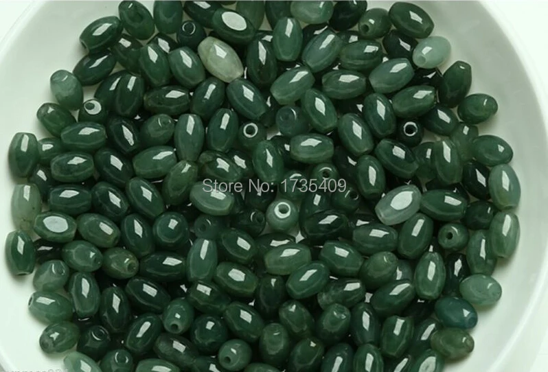 

10pcs Imperial Green Real 100% Natural /Jadeite Oval Loose Beads Pendant