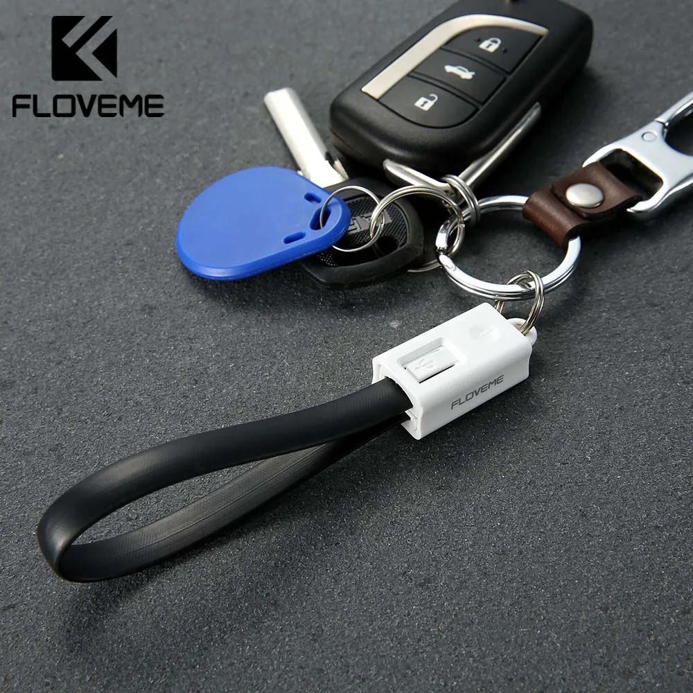 FLOVEME Mini KeyChain For iPhone Micro USB Cable / For Lightning Charger Cable Portable Charging Sync Data Cord USB Accessory