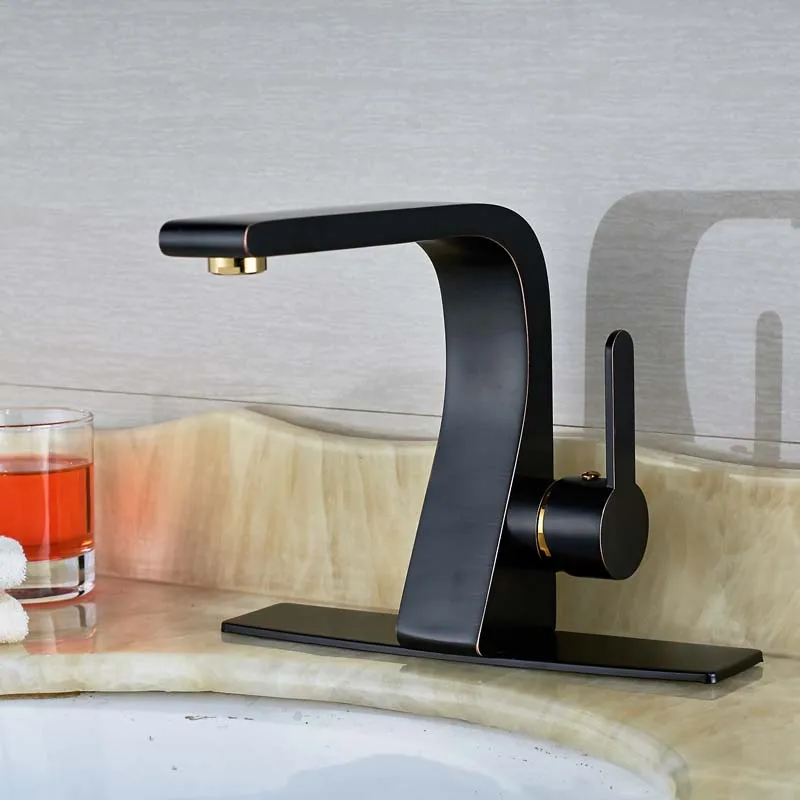 

Single Handle One Hole Oil Rubbed Bronze Deck Mounted Basin Sink Mixer Faucet