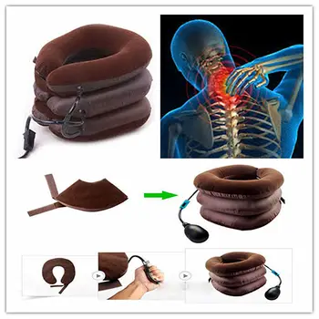 

Air Inflatable Pillow Cervical Neck Head Pain Traction Support Soft Brace Device for Head Back Shoulder Neck Pain Health Care