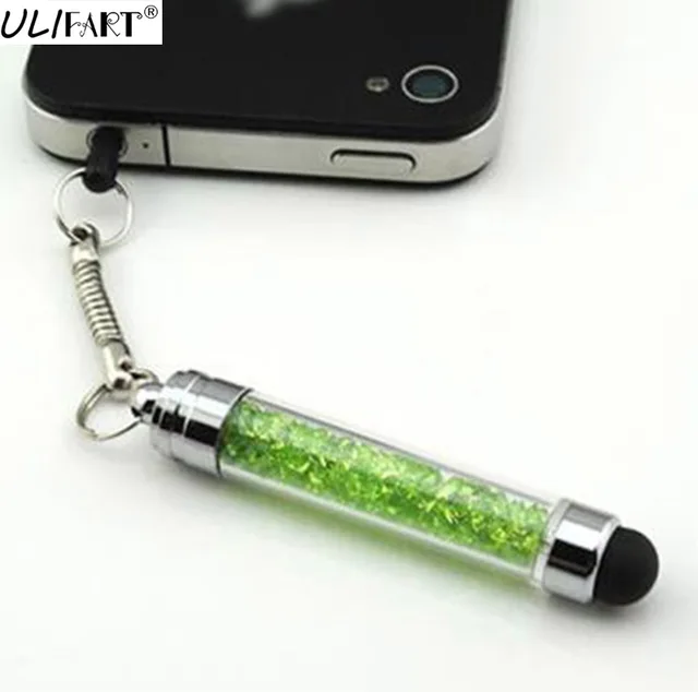 ULIFART Diamond Mini Crystal Stylus Touch Screen Pen Capacitive Stylus 3.5mm Dust Plug Cap 2in 1 For iPhone Tablet Android Phone