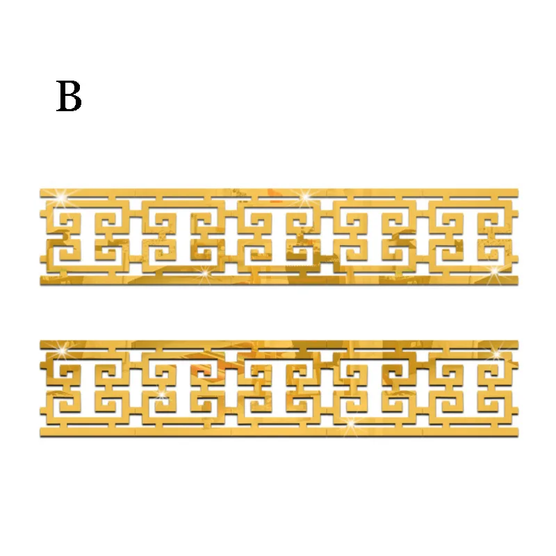 Горячая угловая линия талии обои для плинтуса 3D Потолочный декор талии линии наклейки акриловые зеркальные украшения - Цвет: B Gold