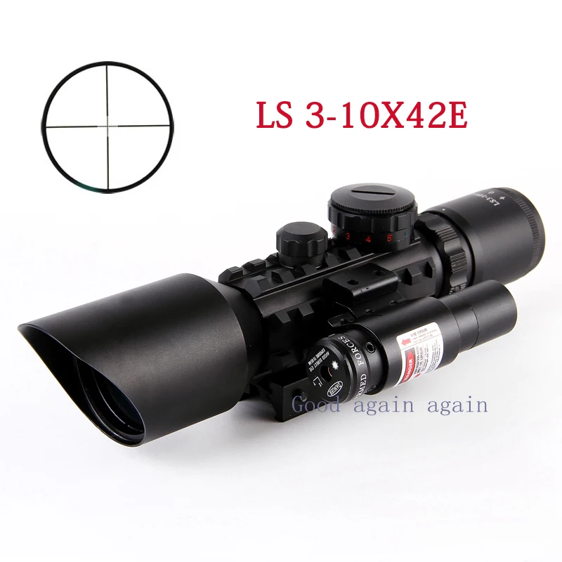 2016 New 3-10x 42 Reticle Red Green Dot Sight Rifle Scope With Red Laser for Airsoft free shipping 2016 New 3-10x 42 Reticle Red Green Dot Sight Rifle Scope With Red Laser for Airsoft free shipping