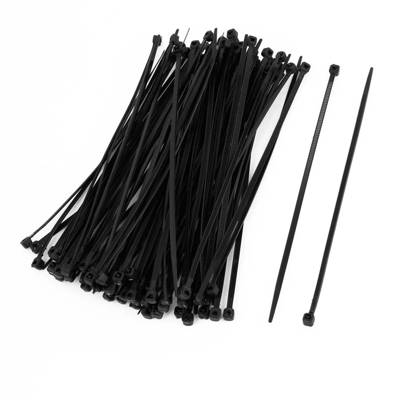 

100 Pcs 150mm x 2mm Electrical Cable Tie Wrap Nylon Fastening Black