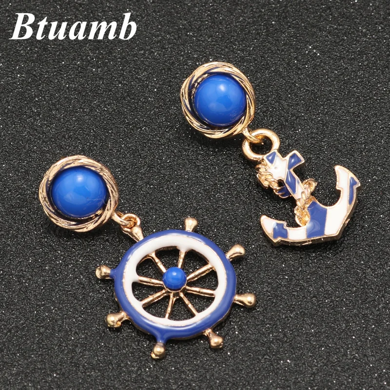

Btuamb New Arrival Small Hollow Anchor Dangle Earrings for Women Rudder Earrings Summer Beach Style Jewelry Femme Pendientes