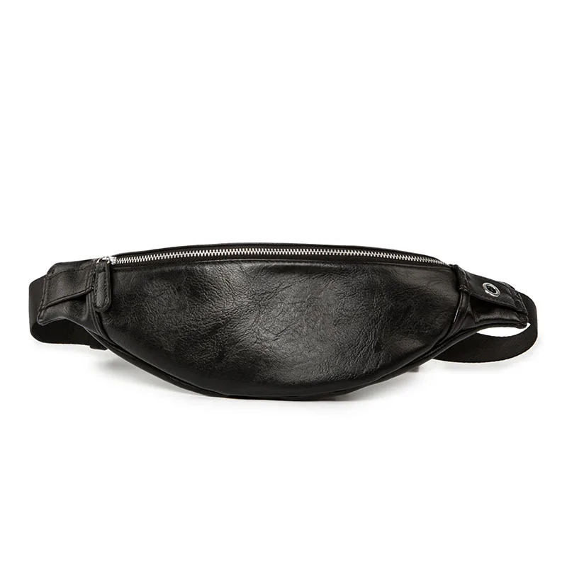 

Men Bumbag Fanny Pack Hip Bag Banano De Cintura Waist Pack PU Leather Black Small Tight Sling Belt Bag Chest Bag for Men Small