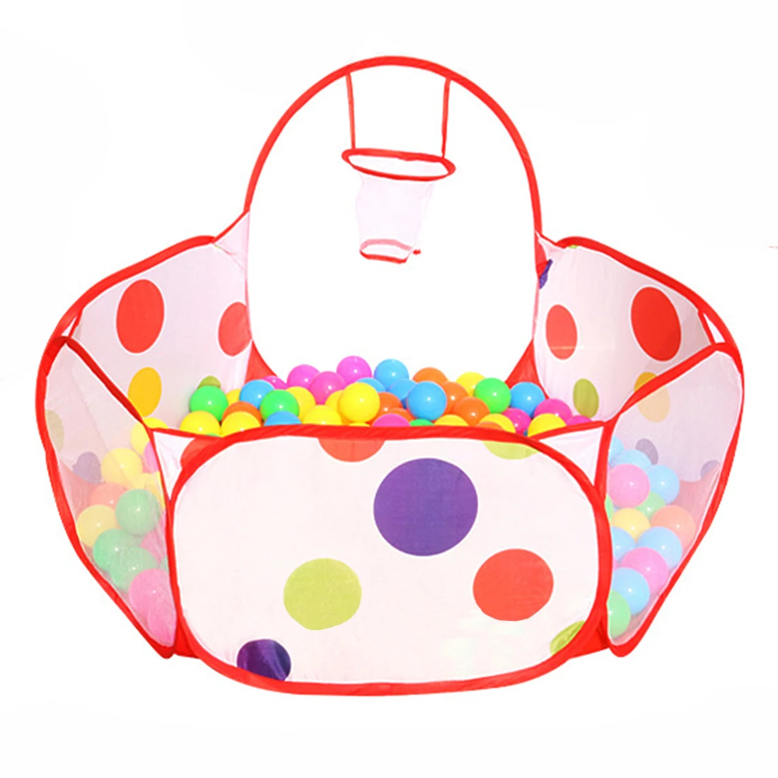 

Portable Cute Hexagon Cloth Mesh Colorful Polka Dot Kids Playpen Ball Pit Easy Folding Play Tent House With Tote Bag - 1.2m L