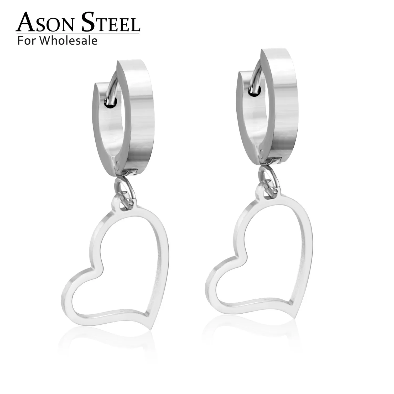 Женские круглые серьги кольца ASONSTEEL из нержавеющей стали с подвеской в виде
