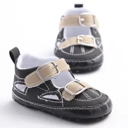 Летние Повседневное для маленьких мальчиков Hook & Loop матовый PU Обувь детские противоскользящие дышащие малыша Обувь жесткий резиновой