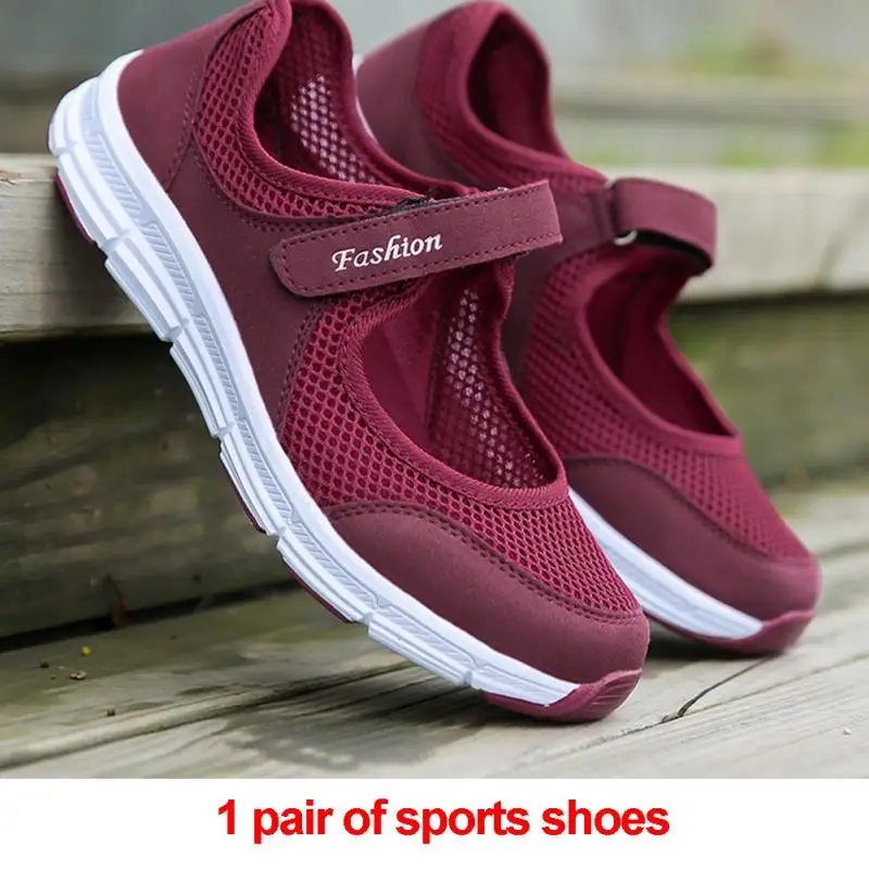 

Breathable Mesh Cloth Anti-slip Sports Shoes For Medium And Old Age Women