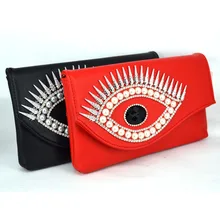 Mode Kristall Teufel Auge Rot Pu frauen Handtasche Partei Handtasche Abendtasche Damen Handtaschen Schwarz Messenger Hülle Tasche 827827