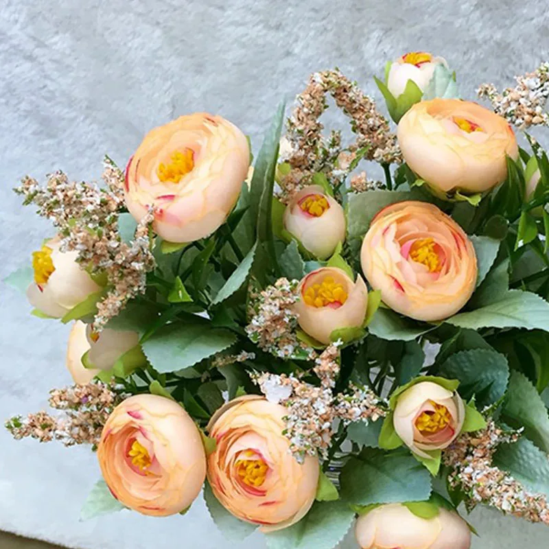 

Artificial Rose Flowers Wedding Bride Holding Floral Bouquet Silk Fake Flowers for Home Garden Decoration Simulation Plants