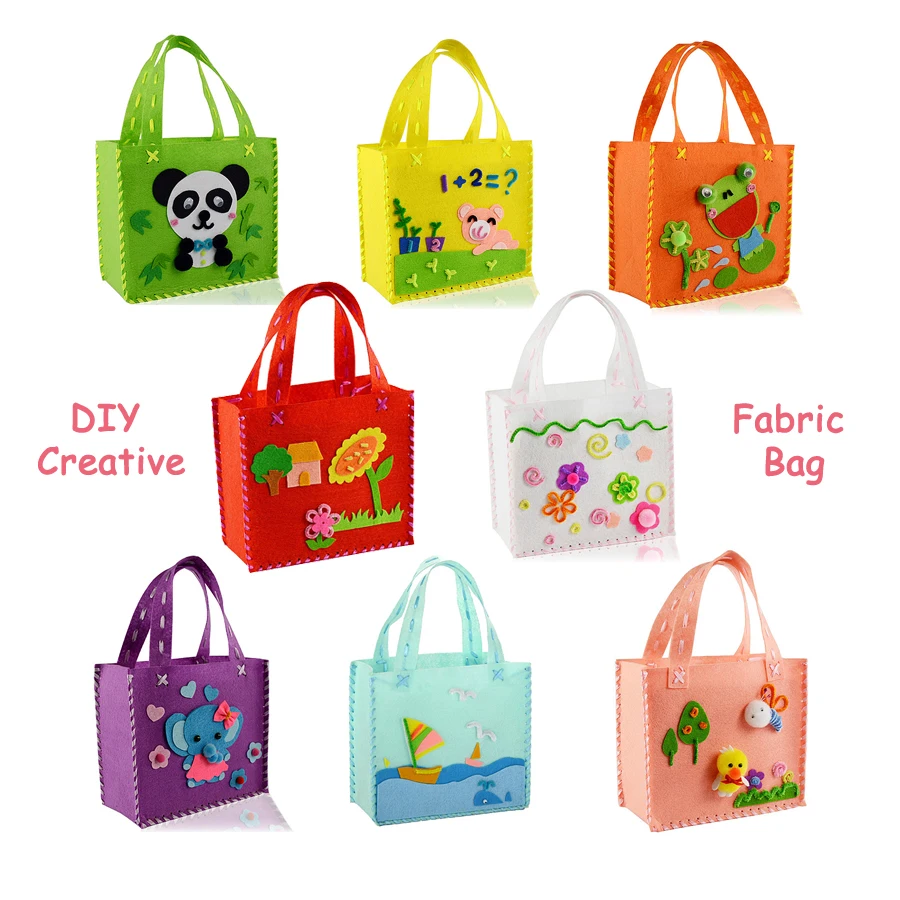 

Handmade DIY Non-woven Fabric Cloth Sewing Pattern Bags Cartoon DIY kit,Art & Crafts Educational Manual Toys For Children Gift