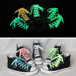 1 Пара светящихся шнурков Спортивная светится в темноте Цвет флуоресцентная обувь кружева яркие цвета Новый стиль панк хип хоп шнурки