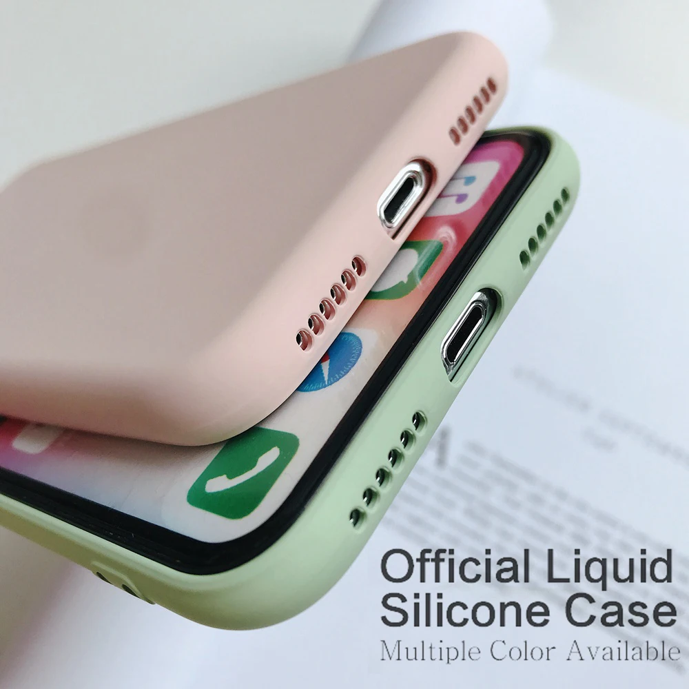 

Luxury Original Official Silicone Case For iPhone 7 8 Plus Case For Apple iPhone X XS Max XR For iPhone 6 6S Cover Candy colors