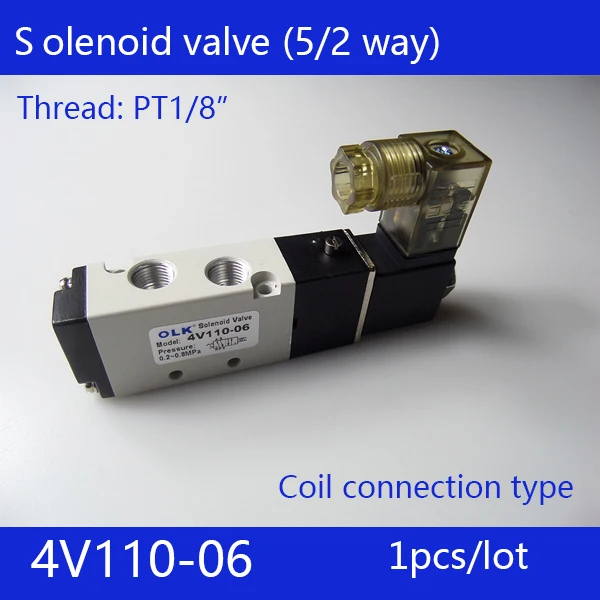 

Free Shipping 1/8" 2 Position 5 Port Air Solenoid Valves 4V110-06 Pneumatic Control Valve , DC12v DC24v AC36v AC110v 220v 380v