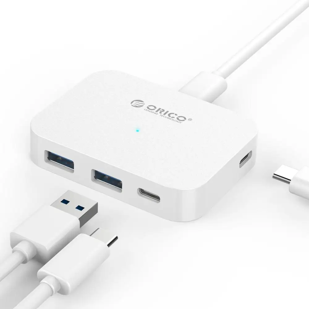 ORICO type-C 4 порта USB3.0 мини-концентратор Поддержка OTG функция 5 Гбит/с SuperSpeed type-C USB3.1 для ноутбука Настольный Mac PC(TC2U-U3 - Цвет: Белый