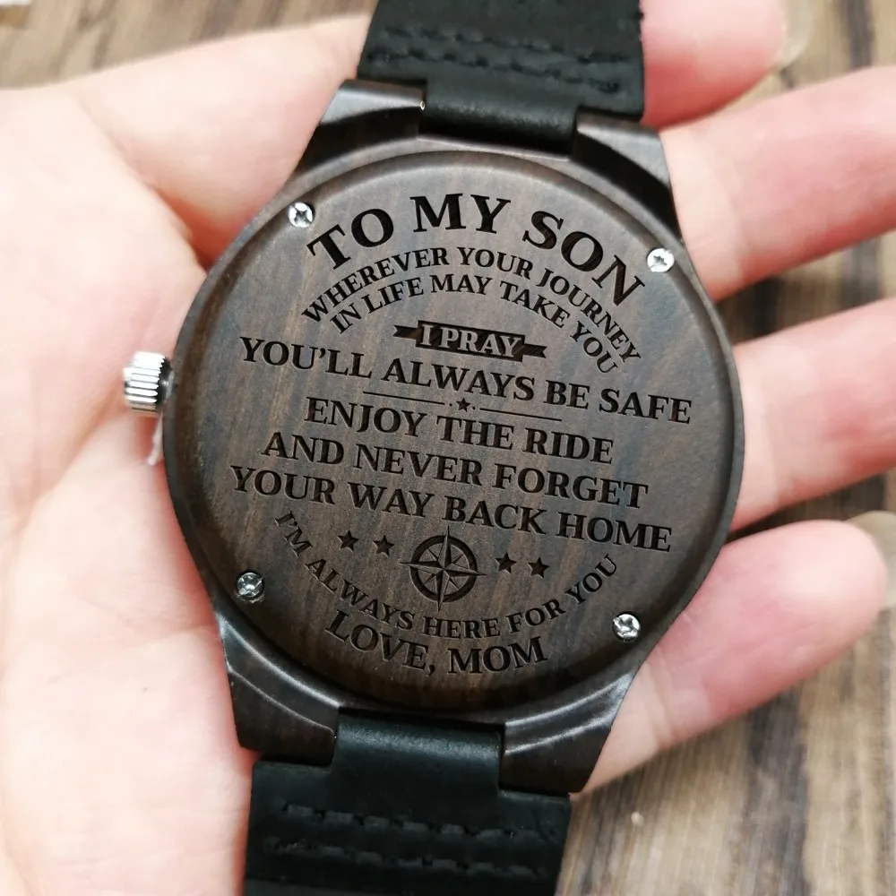 

To My Son Enjoy Ride Engraved Wooden Wood Watch