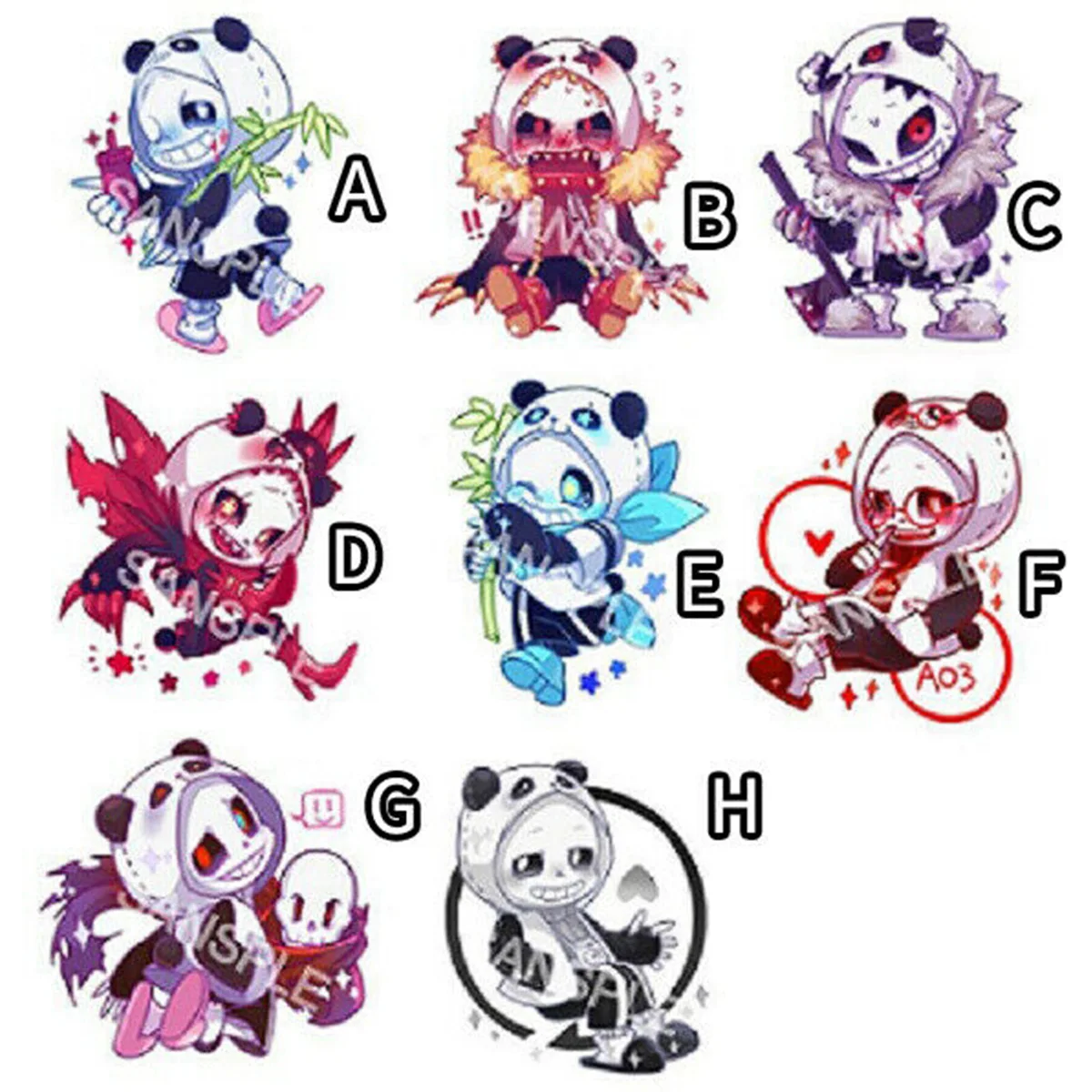 

Acrylic Keychain Strap Game Undertale Sans Frisk Toriel Panda Ver. Keyring 6cm