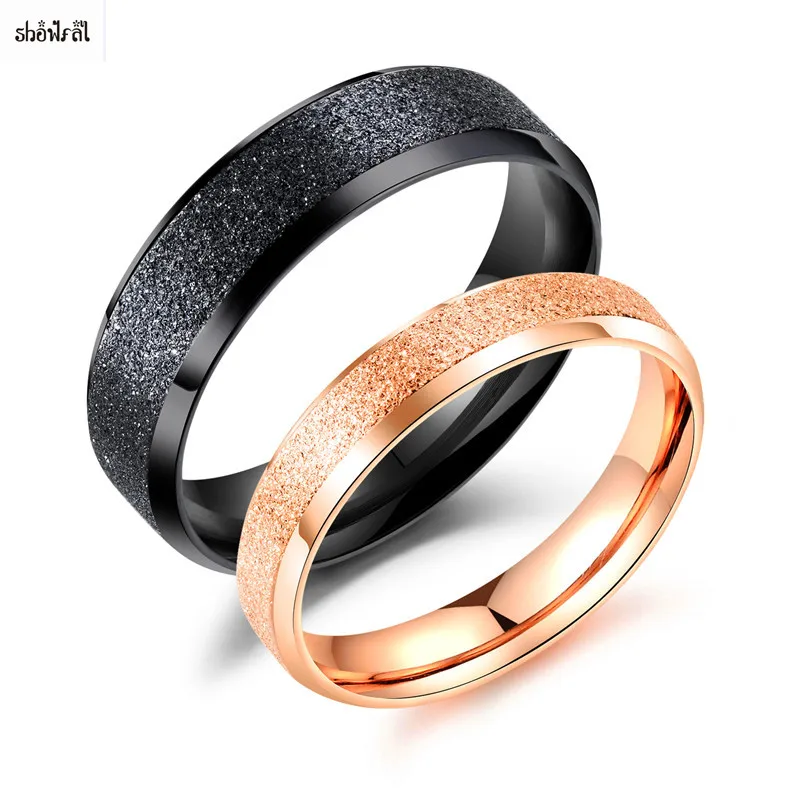 Black Titanium Steel Ring Men's Stainless Steel Rose Gold Rings for