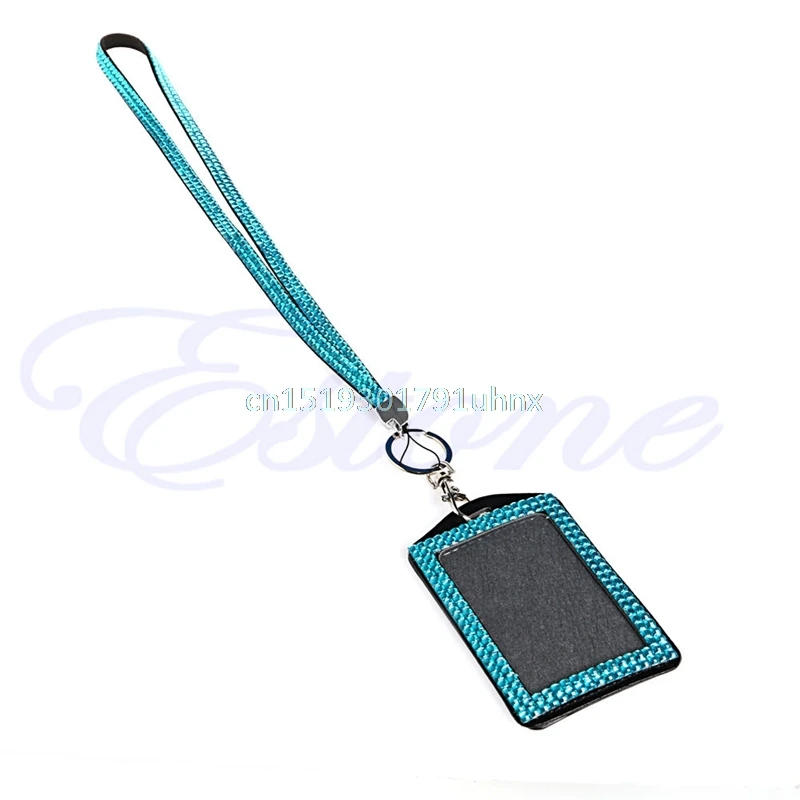 Резиновый Кристалл Bling Выдвижной ID значок и фото держатель для ключей шейный ремешок