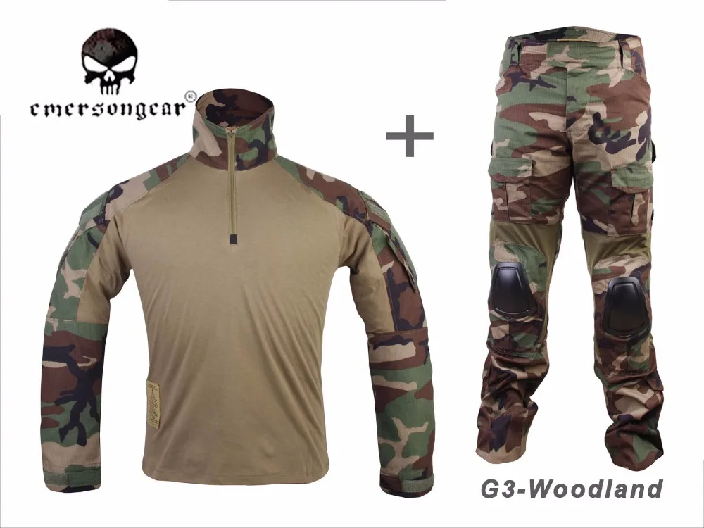 

EMERSON Tactical Gen3 Shirt & Pants Combat Army bdu Uniform Woodland EM9278 EM7044