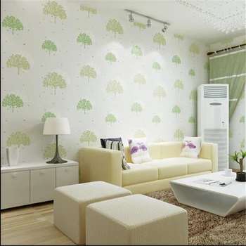 

Beibehang Modern fresh green sapling non-woven wallpaper warm living room bedroom dining room walkway background 3d wallpaper