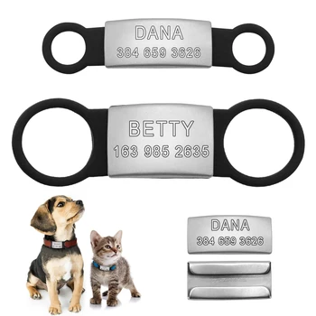 

Personalized Dog ID Tag Tensile Rubber Stainless Steel Tags Customized Anti-lost Tag for Small Dogs Cats Pet Black