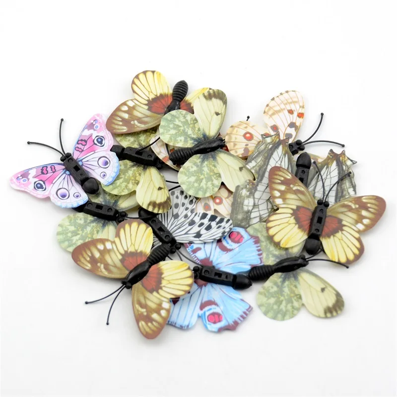 Новинка, 10 шт., 3D цветные наклейки на стену с изображением бабочки, украшения для насекомых, детские игрушки, наклейки на стену