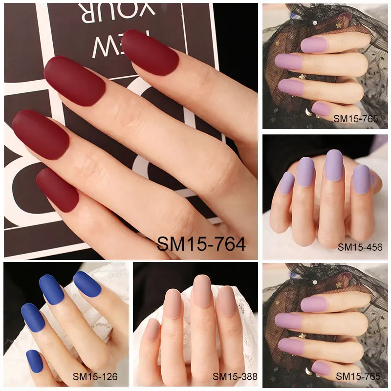 

24pcs Ladies DIY Fake Nails Frosted Matte DIY Manicure False Nails Decals for Bride MV99