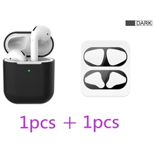 2 in 1 TPU Silicone Bluetooth Wireless Earphone Case& Metal Film Sticker For AirPods 2 Protective Cover For AirPod Charging Box