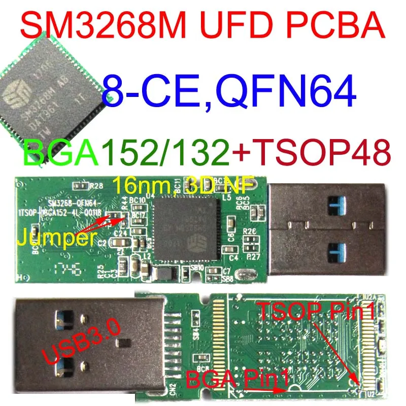 SM3268M UFD PCBA TSOP48 и BGA152/132 колодки 3268M USB3.0 флэш накопитель DIY Набор UDF SM326M AB QFN64