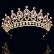 Nuevo barroco vintage Tiara corona de la Reina de la novia de cristal Rosa coronas Boda nupcial de pelo de moda joyería de la boda