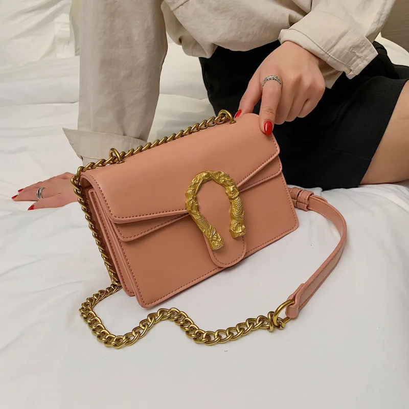 

New Rhombic Small Square Bag Korean Fashion Wild Shoulder Diagonal Package Pu Flip Cover Ladies Bag Simple Chain Bucket Bag