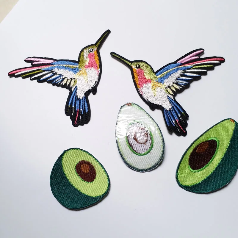 Высокое качество нашивки "птицы" для одежды 3D авокадо вышитые нашивки DIY железо на цветы parches вышивка аппликация растения