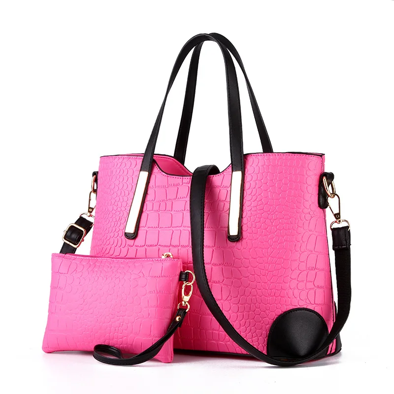 Модная женская сумка с крокодиловым узором композитная сумка винтажная женская сумка-мессенджер сумка на плечо кошелек кожаные сумки - Цвет: pink