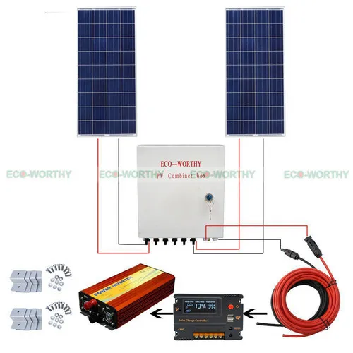 

200W off gird solar panel system 2x100W solar panel with solar combiner box for12V RV solar panel