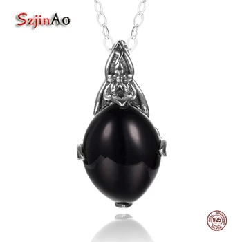 

Szjinao Real 925 Sterling Silver Ship Anchor Pendant Star Black Agate Necklace Fashion Jewelry Gift For Women Wholesale Noel