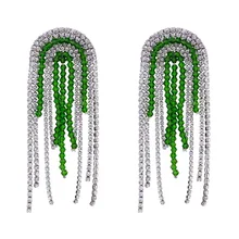 Серьги с бахромой и кристаллами, Длинные преувеличенные серьги с темпераментом