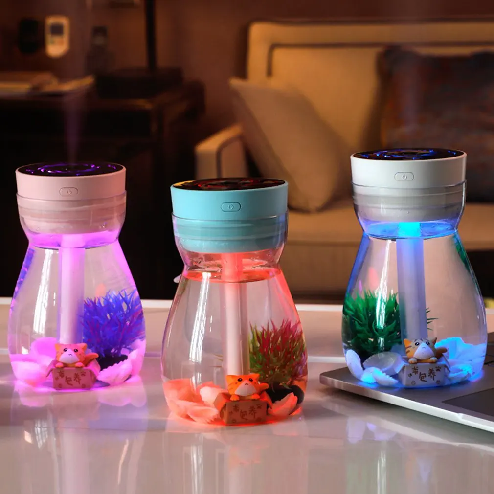 

Creative Water Bottle Humidifier Mini USB Air Humidifier Ultrasonic Mute Home Colorful Atomizer with Shells16.63
