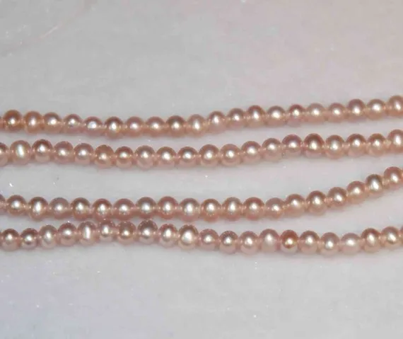 

One Full High Quality Lilac Pink 2-3mm Seed Pearl Strand 15inches Off Round Genuine Pearl For DIY Designer