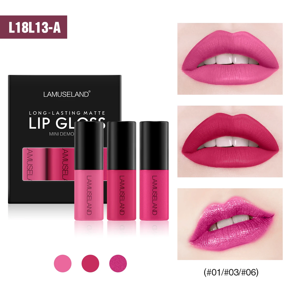 3Pcs/Lot Waterproof Long-Lasting Matte Mini Lipstick 12 Colors Lip Gloss 3.5g Lips Makeup Brand LAMUSELAND#L18L13 - Цвет: A