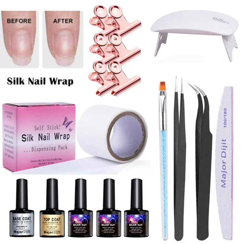 Nail Set UV LED Lamp Dryer With 3colors Nail Gel Polish Kits Silk Nail Wrap Protection Of The Whole Nail Manicure set Nail Set UV LED Lamp Dryer With 3colors Nail Gel Polish Kits Silk Nail Wrap Protection Of The Whole Nail Manicure set