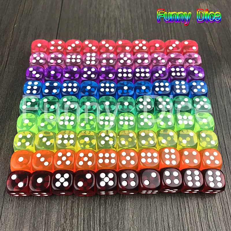 10 шт. 14 мм многоцветный прозрачный развлечения КТВ покер 6 кубиков аксессуары для настольной игры для b2c азартные игры в кости