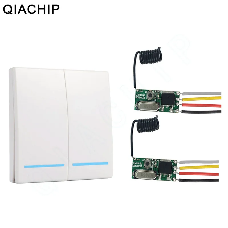 

QIACHIP 433Mhz DC 12V 24V 1 CH Wireless Remote Control Switch RF Receiver Controller Mini Module Led Lighting Wall Panel Switch