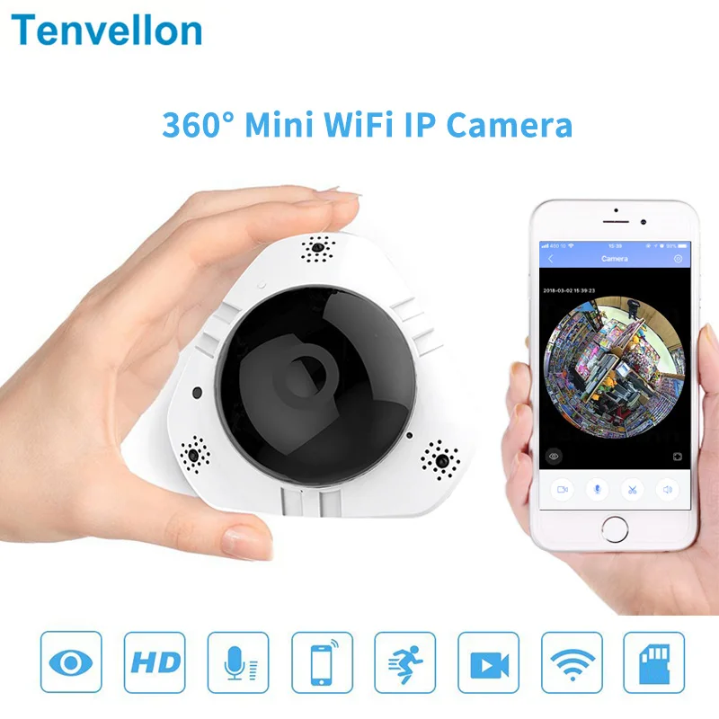 Tenvellon 360 камера IP Wi Fi 960 P Fisheye дома камеры видеонаблюдения системы безопасности