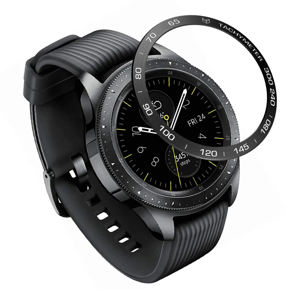 Металлический ободок для samsung Galaxy Watch 46 мм 42 мм/Galaxy gear S3 Frontier ободок кольцо клейкая крышка против царапин металл - Цвет: Black-D