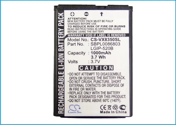 Cameron Sino 1000mAh LGIP 320R батареи 520B для LG MN180 MT310 UX310 VX5200 VX5400 VX5500 VX8350 VX8360 MetroPCS MN180|cameron sino|cameron