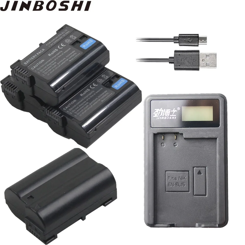 

JINBOSHI 4pcs EN-EL15 EN EL15 ENEL15 Li-ion Battery + Charger For Nikon D7000 D7100 D800 D800E D600 D610 D810 D7200 V1 Camera
